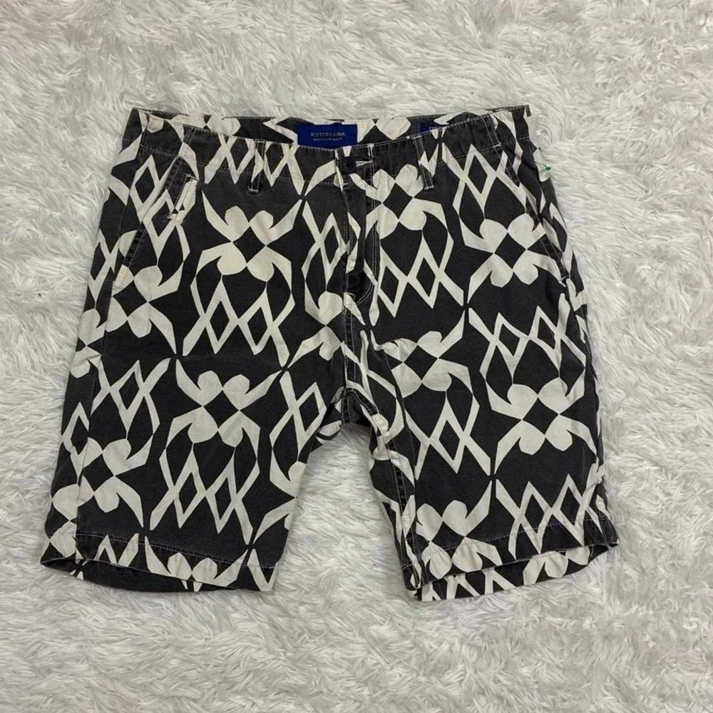 Preppy Scotch & Soda black + white patterned shorts - Picture 1 of 5